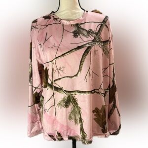 Real tree Pink Camouflage Long Sleeve Women's Top size XXL